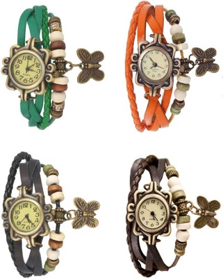 NS18 Vintage Butterfly Rakhi Combo of 4 Green, Black, Orange And Brown Analog Watch  - For Women   Watches  (NS18)