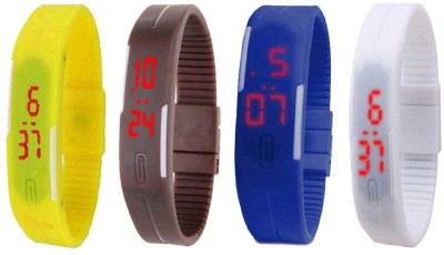 NS18 Silicone Led Magnet Band Combo of 4 Yellow, Brown, Blue And White Digital Watch  - For Boys & Girls   Watches  (NS18)