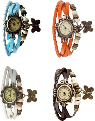 NS18 Vintage Butterfly Rakhi Combo of 4 Sky Blue, White, Orange And Brown Analog Watch  - For Women   Watches  (NS18)