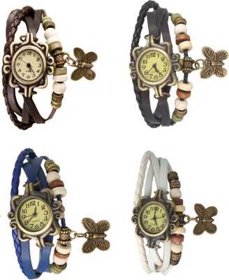 NS18 Vintage Butterfly Rakhi Combo of 4 Brown, Blue, Black And White Analog Watch  - For Women   Watches  (NS18)