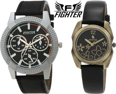 

Fighter New Stylish Black Casual Couple Combo 725-618 Wrist Watch - For Men & Women