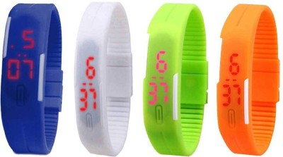 NS18 Silicone Led Magnet Band Combo of 4 Blue, White, Green And Orange Digital Watch  - For Boys & Girls   Watches  (NS18)