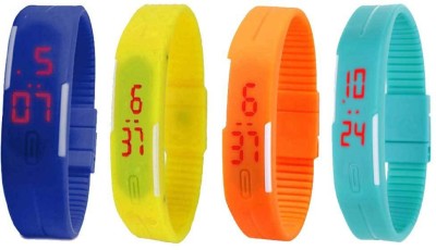 NS18 Silicone Led Magnet Band Watch Combo of 4 Blue, Yellow, Orange And Sky Blue Digital Watch  - For Couple   Watches  (NS18)