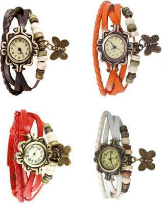 

Kissu Vintage Rakhi Combo of 4 Brown, Red, Orange And White Watch - For Women