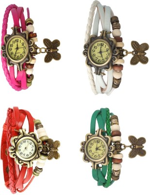 NS18 Vintage Butterfly Rakhi Combo of 4 Pink, Red, White And Green Analog Watch  - For Women   Watches  (NS18)