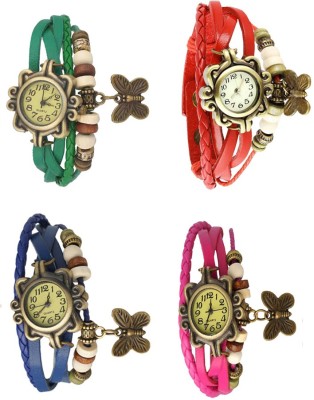 NS18 Vintage Butterfly Rakhi Combo of 4 Green, Blue, Red And Pink Analog Watch  - For Women   Watches  (NS18)