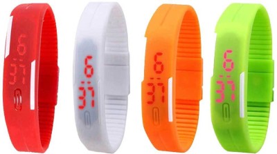 NS18 Silicone Led Magnet Band Combo of 4 Red, White, Orange And Green Digital Watch  - For Boys & Girls   Watches  (NS18)