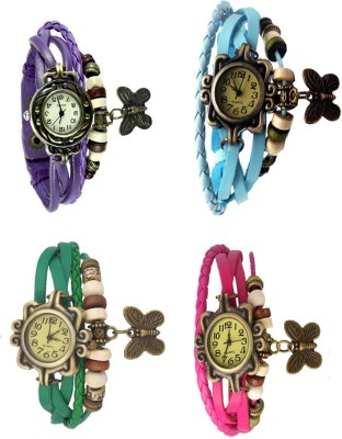 NS18 Vintage Butterfly Rakhi Combo of 4 Purple, Green, Sky Blue And Pink Analog Watch  - For Women   Watches  (NS18)