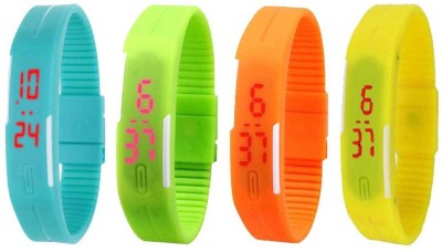 NS18 Silicone Led Magnet Band Combo of 4 Sky Blue, Green, Orange And Yellow Digital Watch  - For Boys & Girls   Watches  (NS18)