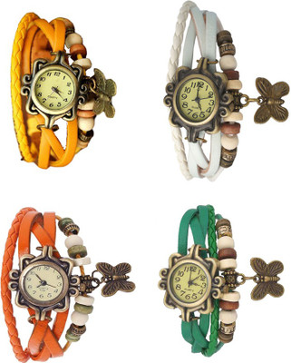 

NS18 Vintage Butterfly Rakhi Combo of 4 Yellow, Orange, White And Green Watch - For Women