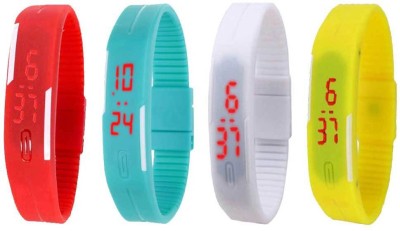 NS18 Silicone Led Magnet Band Combo of 4 Red, Sky Blue, White And Yellow Digital Watch  - For Boys & Girls   Watches  (NS18)
