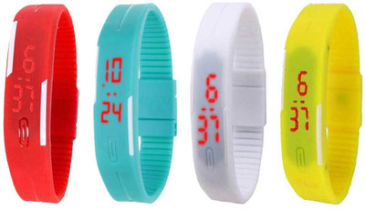 

Kissu Led Magnet Band Combo of 4 Red, Sky Blue, White And Yellow Watch - For Men & Women