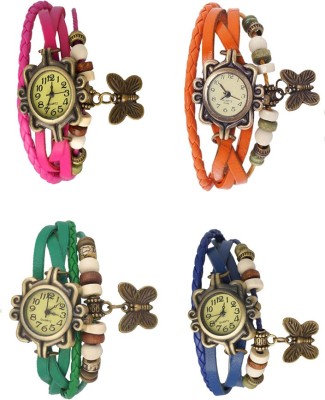 NS18 Vintage Butterfly Rakhi Combo of 4 Pink, Green, Orange And Blue Analog Watch  - For Women   Watches  (NS18)