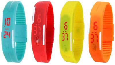 

NS18 Silicone Led Magnet Band Combo of 4 Sky Blue, Red, Yellow And Orange Watch - For Boys & Girls