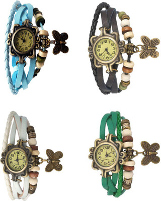 

Kissu Vintage Rakhi Combo of 4 Sky Blue, White, Black And Green Watch - For Women