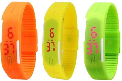 NS18 Silicone Led Magnet Band Combo of 3 Orange, Yellow And Green Digital Watch  - For Boys & Girls   Watches  (NS18)