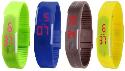 NS18 Silicone Led Magnet Band Combo of 4 Green, Blue, Brown And Yellow Digital Watch  - For Boys & Girls   Watches  (NS18)