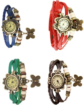 NS18 Vintage Butterfly Rakhi Combo of 4 Blue, Green, Red And Brown Analog Watch  - For Women   Watches  (NS18)