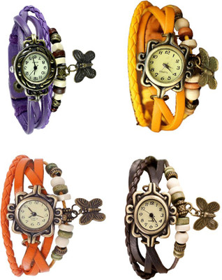 

Kissu Vintage Rakhi Combo of 4 Purple, Orange, Yellow And Brown Watch - For Women