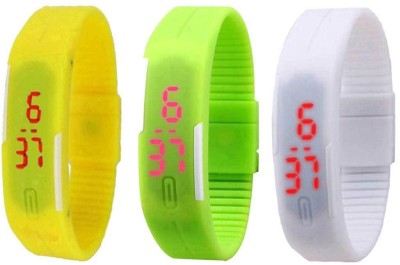 NS18 Silicone Led Magnet Band Combo of 3 Yellow, Green And White Digital Watch  - For Boys & Girls   Watches  (NS18)