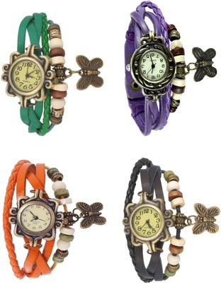 NS18 Vintage Butterfly Rakhi Combo of 4 Green, Orange, Purple And Black Analog Watch  - For Women   Watches  (NS18)