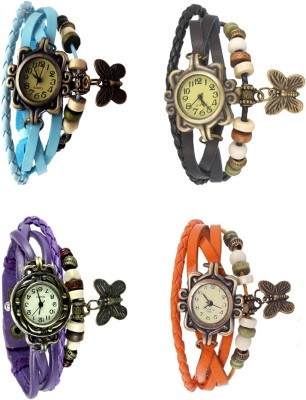 NS18 Vintage Butterfly Rakhi Combo of 4 Sky Blue, Purple, Black And Orange Analog Watch  - For Women   Watches  (NS18)