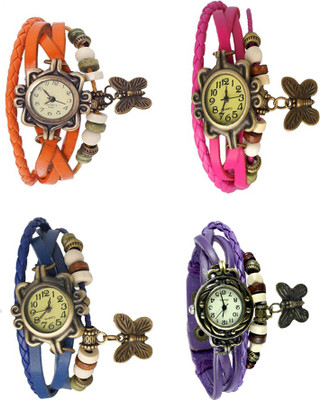 

Kissu Vintage Rakhi Combo of 4 Orange, Blue, Pink And Purple Watch - For Women