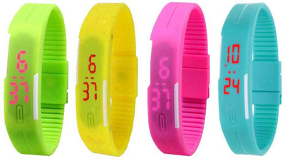 

Kissu Led Magnet Band Combo of 4 Green, Yellow, Pink And Sky Blue Watch - For Men & Women
