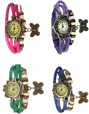 NS18 Vintage Butterfly Rakhi Combo of 4 Pink, Green, Purple And Blue Analog Watch  - For Women   Watches  (NS18)