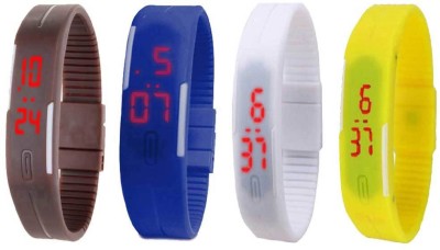 NS18 Silicone Led Magnet Band Combo of 4 Brown, Blue, White And Yellow Digital Watch  - For Boys & Girls   Watches  (NS18)