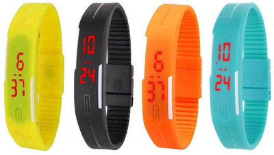 

Kissu Led Magnet Band Combo of 4 Yellow, Black, Orange And Sky Blue Watch - For Men & Women