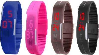 NS18 Silicone Led Magnet Band Combo of 4 Blue, Pink, Brown And Black Digital Watch  - For Boys & Girls   Watches  (NS18)