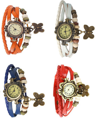 

NS18 Vintage Butterfly Rakhi Combo of 4 Orange, Blue, White And Red Watch - For Women