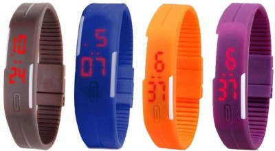 NS18 Silicone Led Magnet Band Watch Combo of 4 Brown, Blue, Orange And Purple Digital Watch  - For Couple   Watches  (NS18)