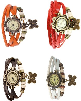 NS18 Vintage Butterfly Rakhi Combo of 4 Orange, Brown, Red And White Analog Watch  - For Women   Watches  (NS18)