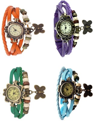 NS18 Vintage Butterfly Rakhi Combo of 4 Orange, Green, Purple And Sky Blue Analog Watch  - For Women   Watches  (NS18)