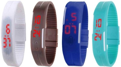 NS18 Silicone Led Magnet Band Watch Combo of 4 White, Brown, Blue And Sky Blue Digital Watch  - For Couple   Watches  (NS18)
