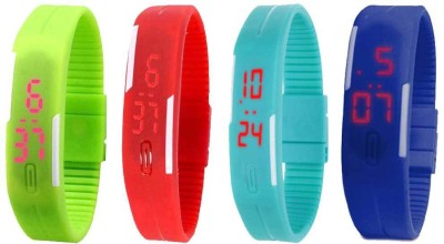 NS18 Silicone Led Magnet Band Combo of 4 Green, Red, Sky Blue And Blue Digital Watch  - For Boys & Girls   Watches  (NS18)