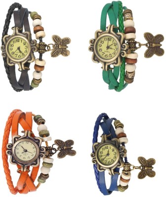 NS18 Vintage Butterfly Rakhi Combo of 4 Black, Orange, Green And Blue Analog Watch  - For Women   Watches  (NS18)