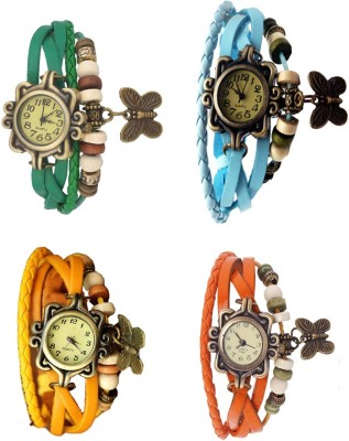 NS18 Vintage Butterfly Rakhi Combo of 4 Green, Yellow, Sky Blue And Orange Watch  - For Women   Watches  (NS18)