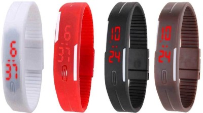 NS18 Silicone Led Magnet Band Combo of 4 White, Red, Black And Brown Digital Watch  - For Boys & Girls   Watches  (NS18)