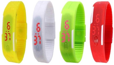 NS18 Silicone Led Magnet Band Watch Combo of 4 Yellow, White, Green And Red Digital Watch  - For Couple   Watches  (NS18)