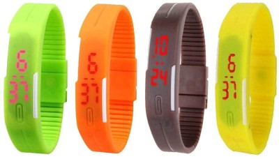 NS18 Silicone Led Magnet Band Combo of 4 Green, Orange, Brown And Yellow Digital Watch  - For Boys & Girls   Watches  (NS18)