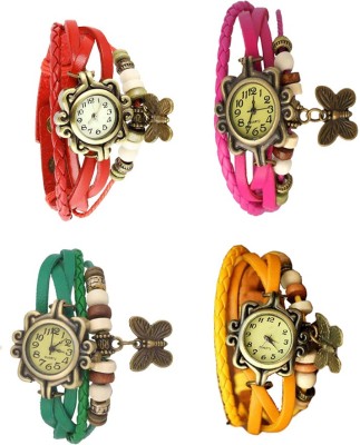 NS18 Vintage Butterfly Rakhi Combo of 4 Red, Green, Pink And Yellow Analog Watch  - For Women   Watches  (NS18)