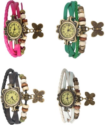 NS18 Vintage Butterfly Rakhi Combo of 4 Pink, Black, Green And White Analog Watch  - For Women   Watches  (NS18)