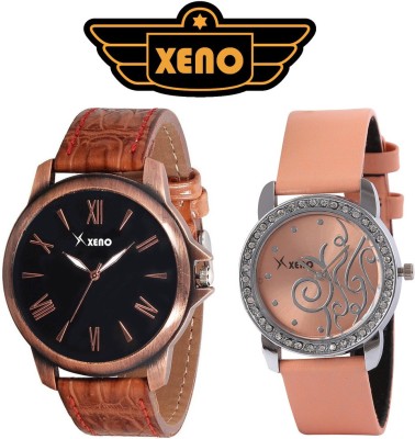 Xeno FBG127-405 Elite Stylish Unique Brown Orange Leather Black Modish Combo Watch  - For Boys & Girls   Watches  (Xeno)
