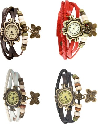 NS18 Vintage Butterfly Rakhi Combo of 4 Brown, White, Red And Black Analog Watch  - For Women   Watches  (NS18)