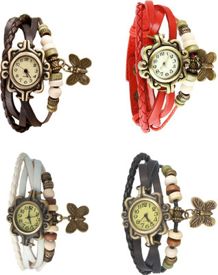 NS18 Vintage Butterfly Rakhi Combo of 4 Brown, White, Red And Black Analog Watch  - For Women   Watches  (NS18)