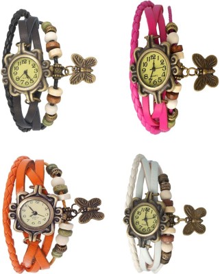 NS18 Vintage Butterfly Rakhi Combo of 4 Black, Orange, Pink And White Analog Watch  - For Women   Watches  (NS18)