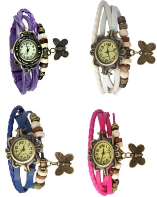 NS18 Vintage Butterfly Rakhi Combo of 4 Purple, Blue, White And Pink Analog Watch  - For Women   Watches  (NS18)